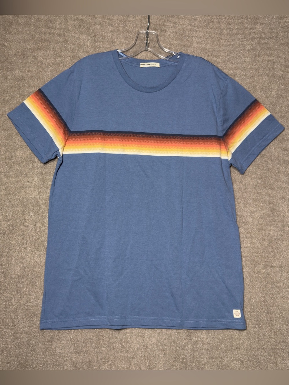 Marine Layer Shirt Mens Large Retro Blue Signature Crew Stripe Organic Soft
